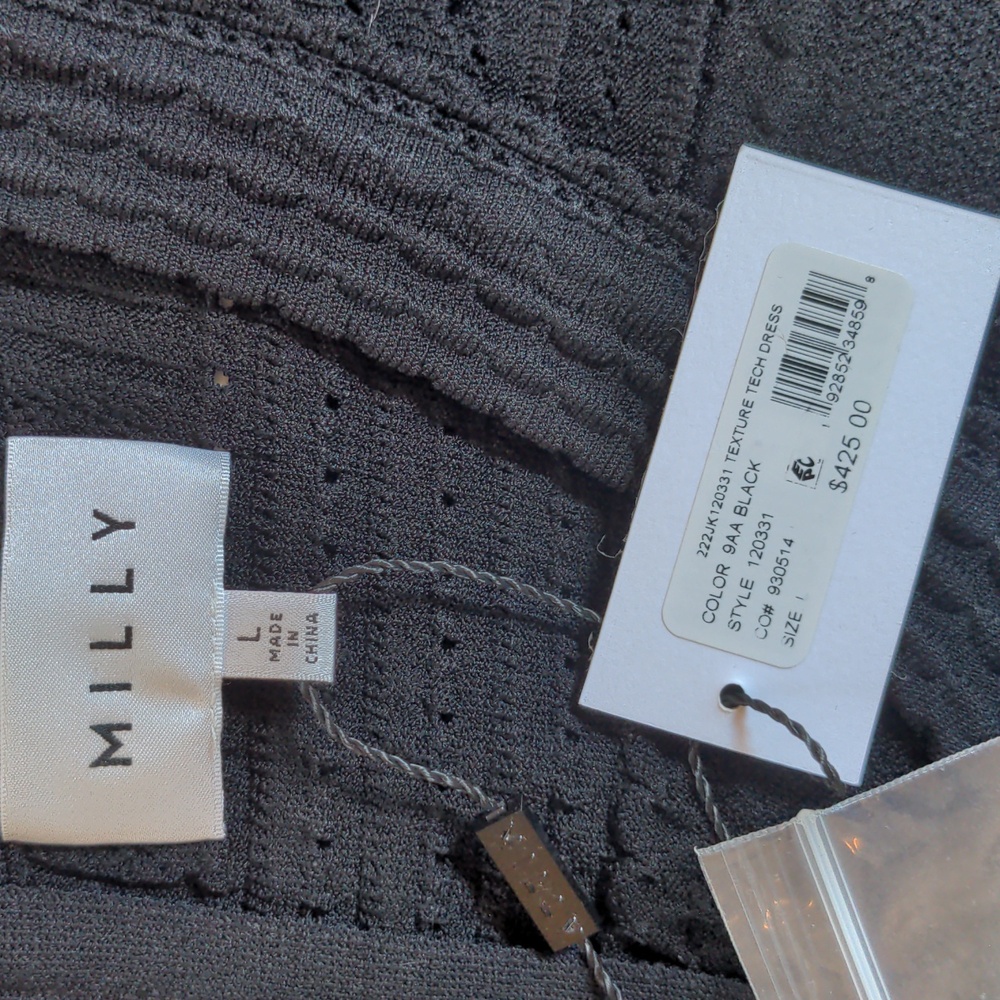 Milly Texture Tech Dress in Black Size L - Picture 7 of 7
